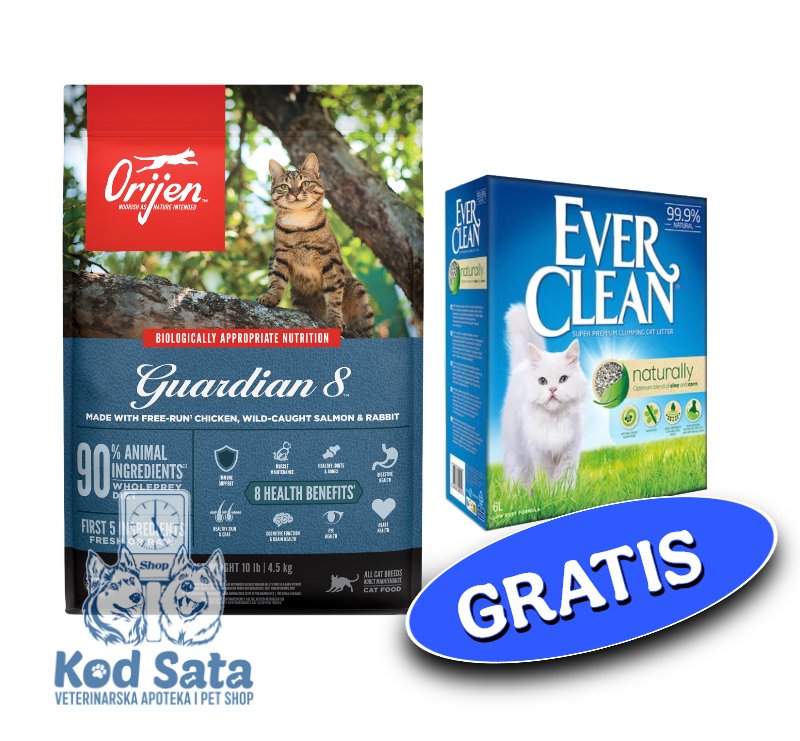 AKCIJA Orijen Guardian Hrana Za Mačke 8 1.8kg + GRATIS EverCleanNaturally 6l