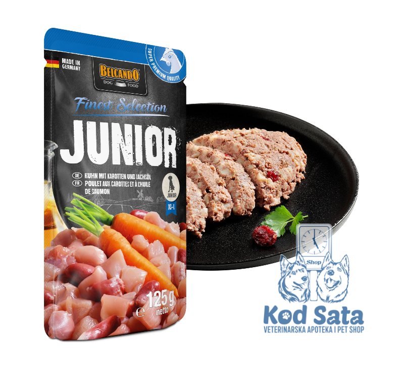 Belcando Junior Vlažna Hrana Za Štence – Piletina Sa Šargarepom i Uljem Lososa 125g 