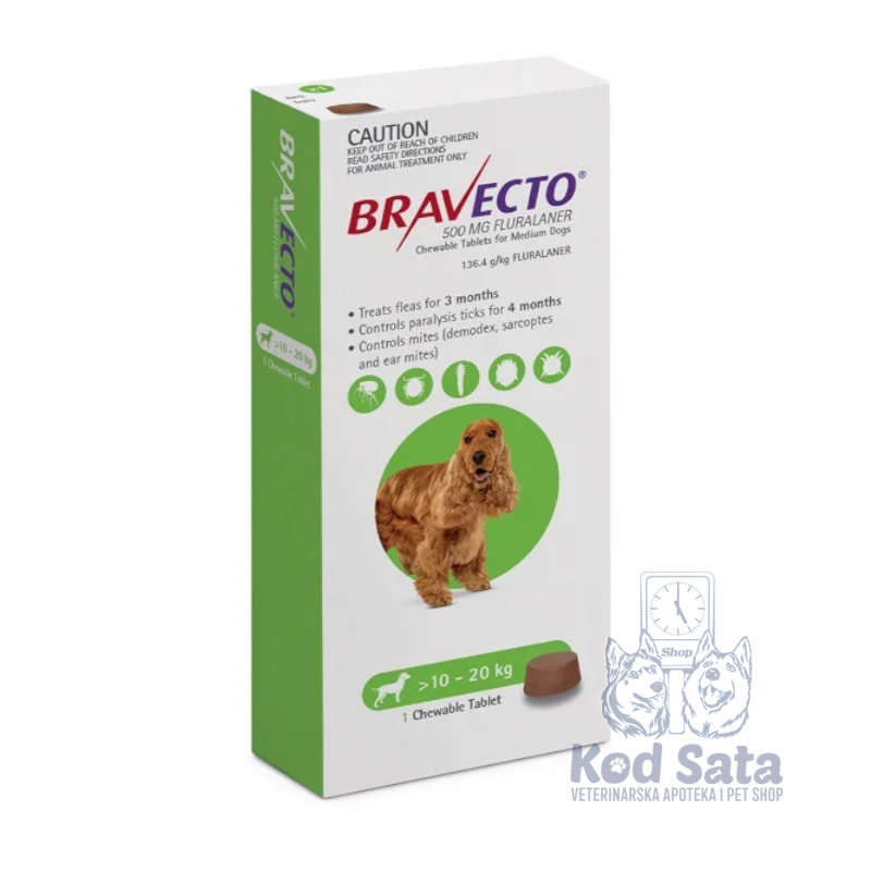 AKCIJA! Bravecto Tablete Protiv Buva i Krpelja, Za Pse Od 10-20kg