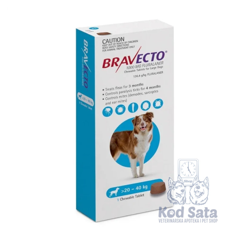 AKCIJA! Bravecto Tablete Protiv Buva i Krpelja, Za Pse Od 20-40kg