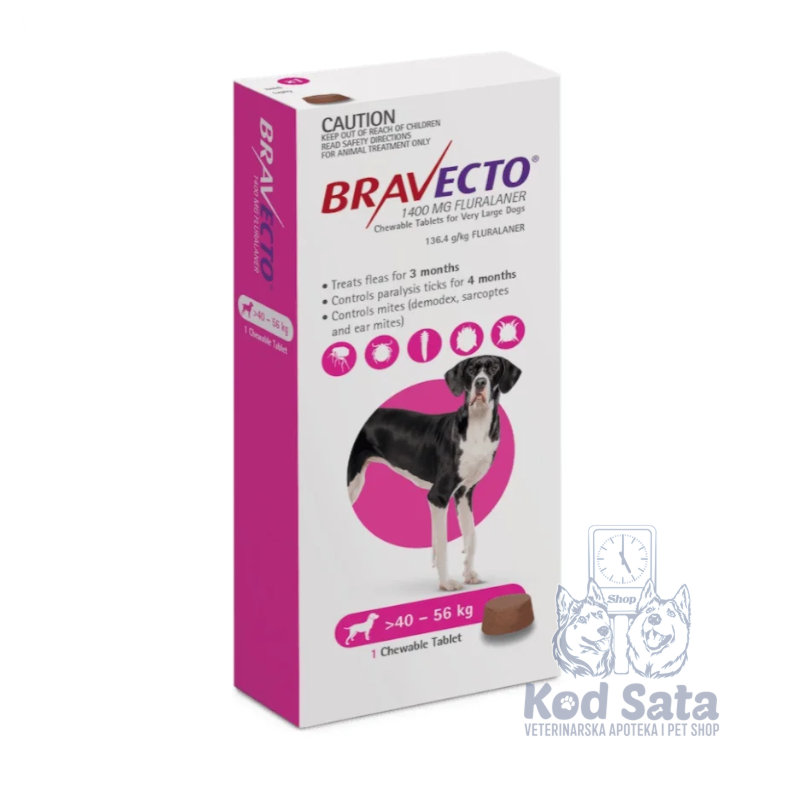Bravecto Tablete Protiv Buva i Krpelja, Za Pse Od 40-56kg