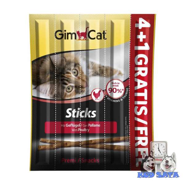 GimCat Sticks  Živina 4+1 GRATIS 25g