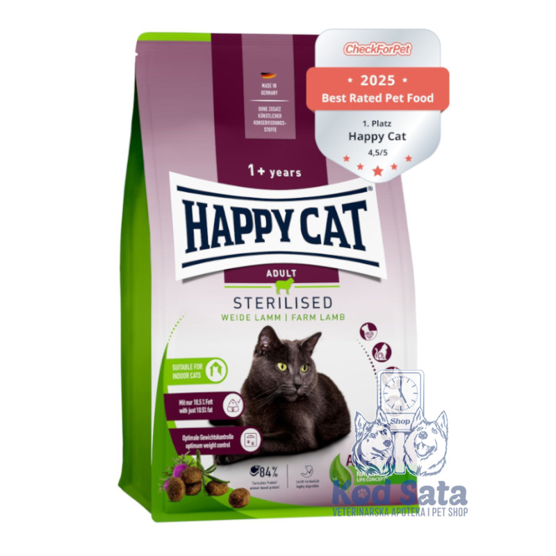 Happy Cat Sterilised Lamb, Hrana Za Sterilisane Mačke Jagnjetina 10kg