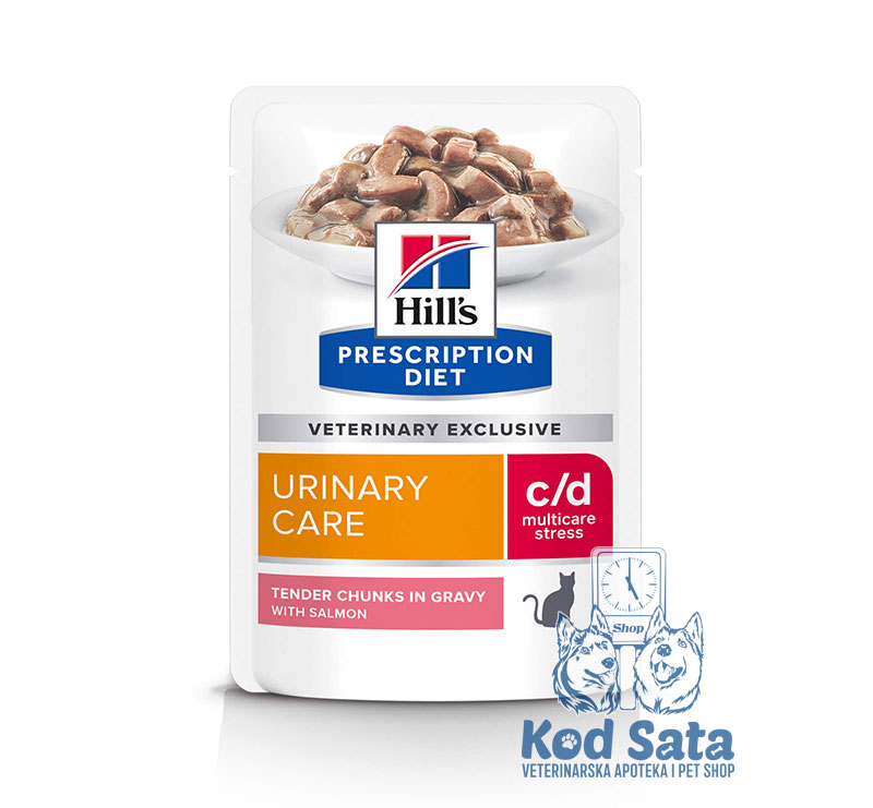 Hill's C/D Urinary Multicare Stress, Hrana za Mačke Protiv Struvitnog Kamenca Vlažna Hrana Sa Lososom 85g x 12