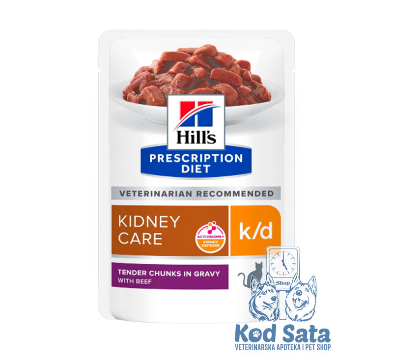 Hill's K/D Kidney Care, Vlažna Hrana Za Mačke Za Negu Bubrega, Sa Govedinom 85g