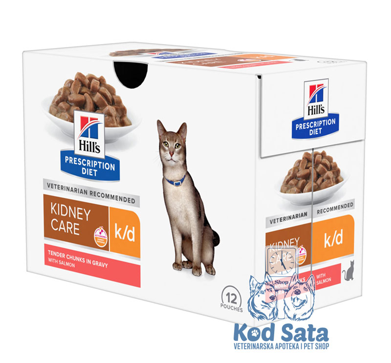 Hill's K/D Kidney Care, Vlažna Hrana Za Mačke Za Negu Bubrega, Sa Lososom 85g x 12kom