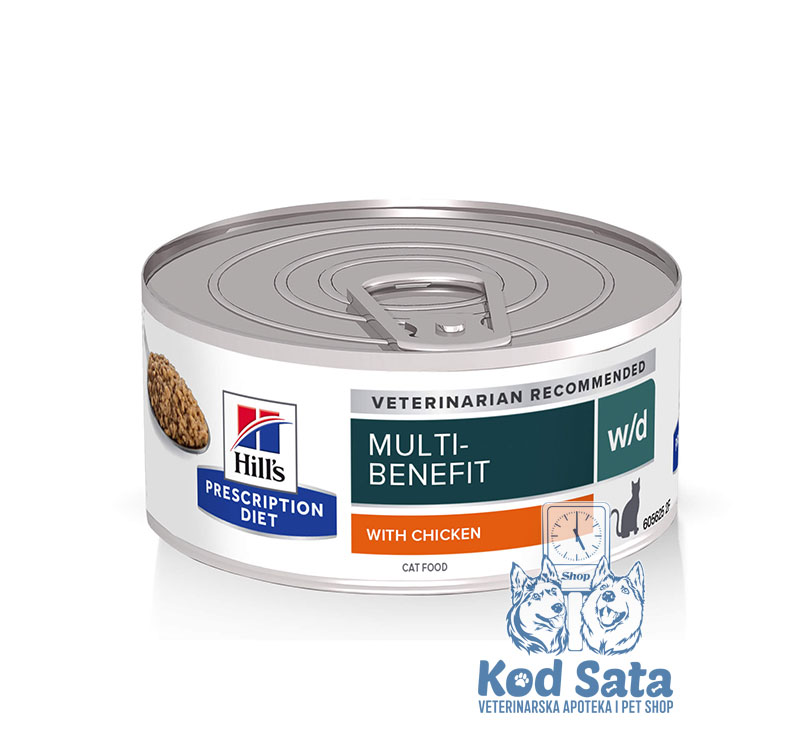 Hills W/D Food Sensitives, Konzerva za Mačke Za Regulisanje Dijabetisa, Sa Piletinom 156g x 24kom