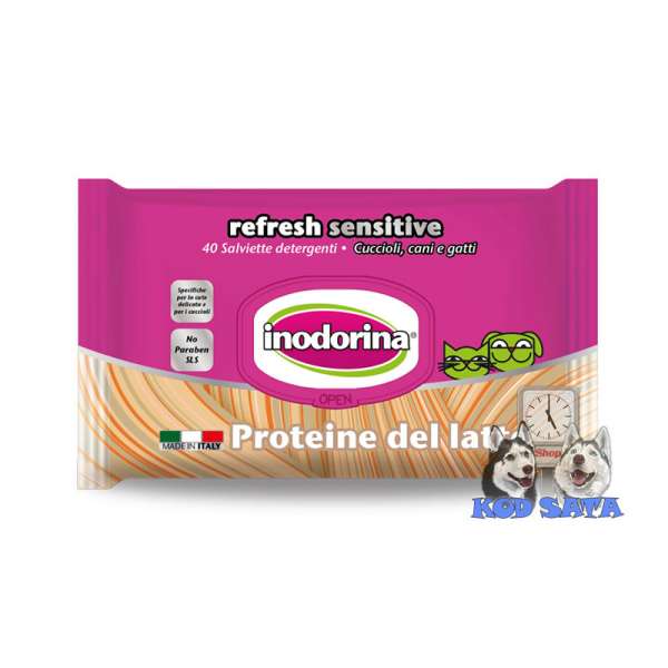 Inodorina Refresh Sensitive Vlažne maramice sa mlečnim proteinima 40kom
