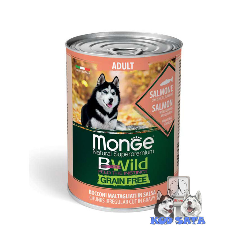 Monge Bwild Grain Free Konzerva Za Odrasle Pse Losos 400g