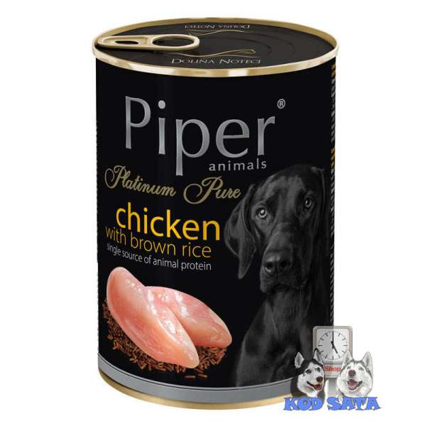 Piper Platinum Pure Konzerva Za Pse, Piletina i Smeđi Pirinač 400g