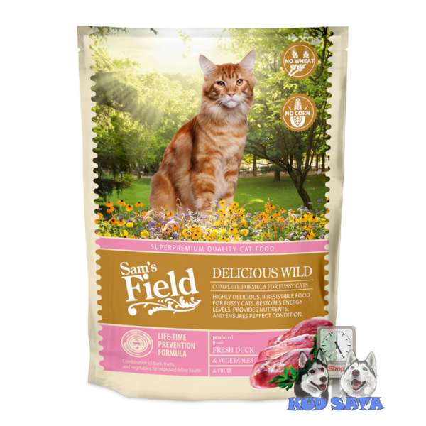 Sam's Field Delicious Wild Hrana Za Odrasle Izbirljive Mačke, Pačetina 7,5kg