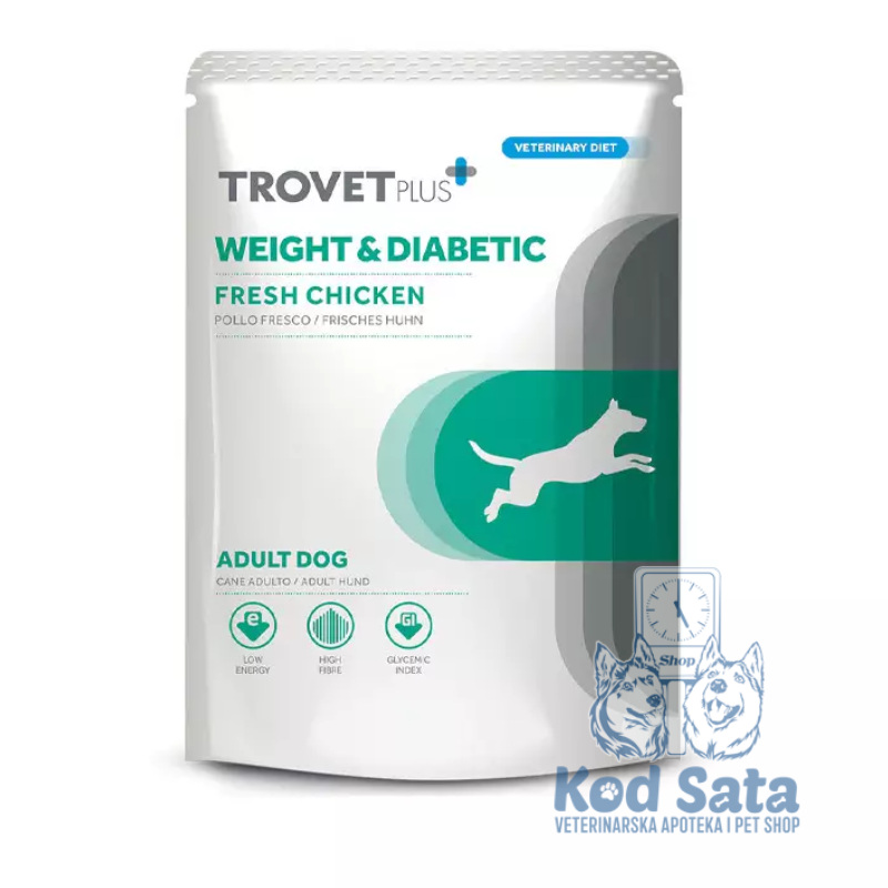 AKCIJA! TrovetPlus Weight & Diabetic, Veterinarska Vlažna Hrana Za Pse 300g