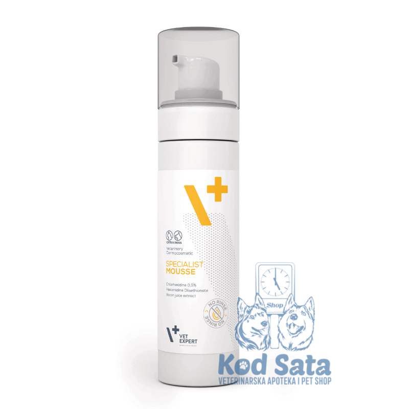Vet Expert Specialist Mousse - Dermokozmetička Pena Za Suvo Pranje Pasa i Mačaka 150ml