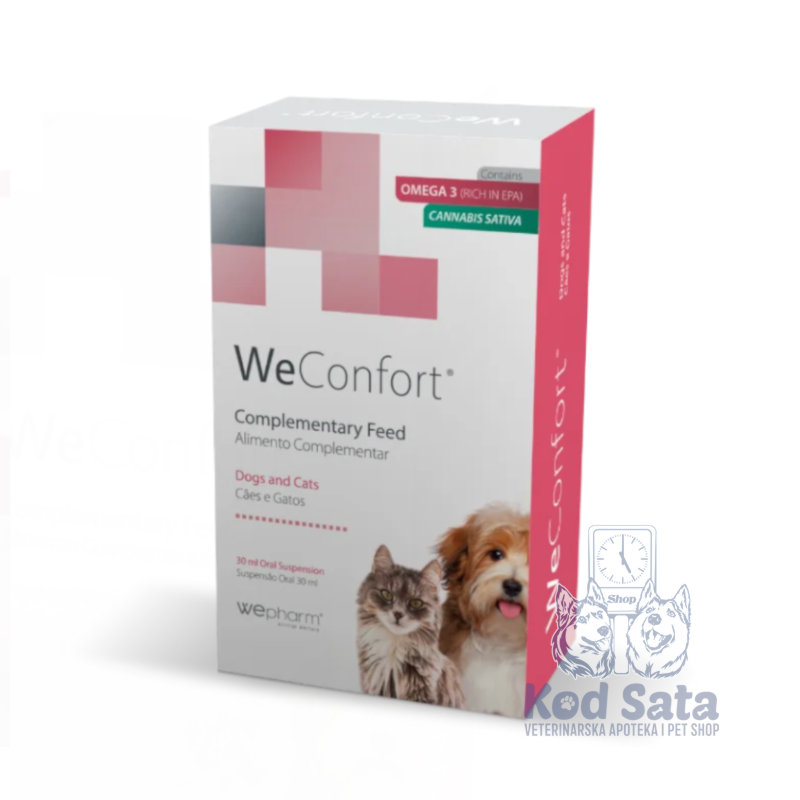 WePharm WeConfort Oral, Pomoć u Kontroli Bola i Upala, Za Pse i Mačke 30ml.